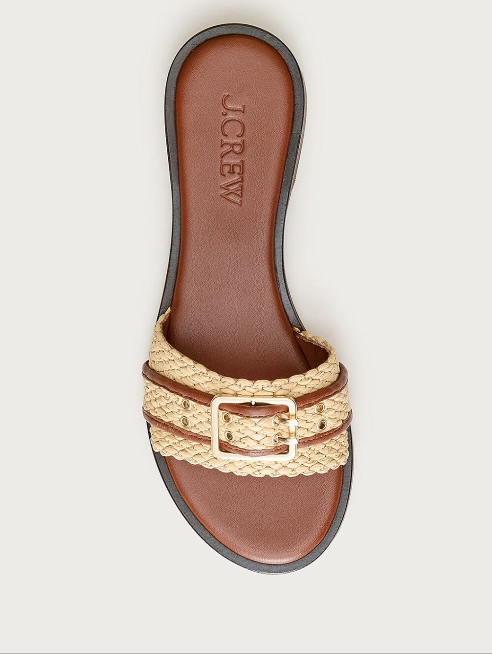 J. Crew Braided Tan Slide with Gold Buckle